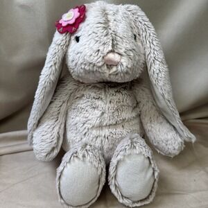 Hallmark MARTHA Bunny Rabbit 16" Plush Gray/white Soft Flower FLOPPY Ears Easter